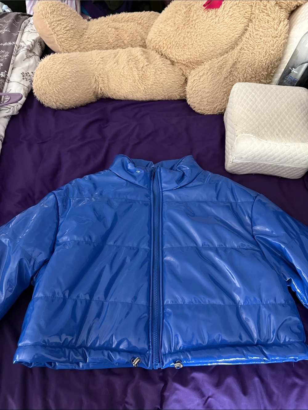 Daisy Shiny Blue Puffer Jacket